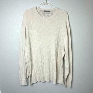 DANIEL CREMIEUX Oatmeal Patterned Knit Crewneck Sweater Size XL